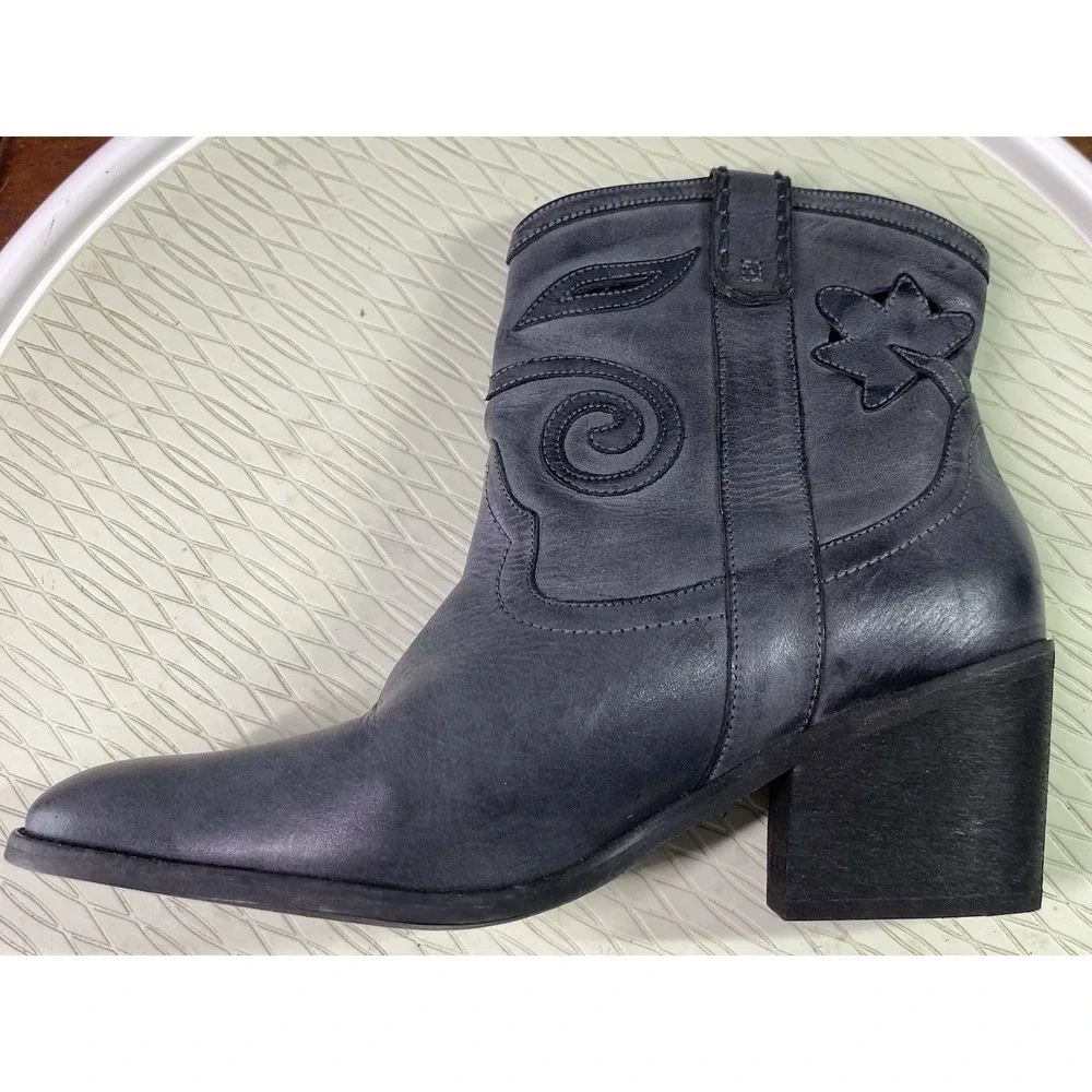 Carlos‎ by Carlos Santana Women's Leather Ankle Boots Blue/Gray Bootie Sz. 9.5